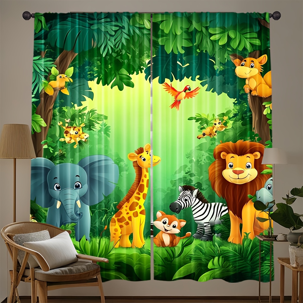 Baby Nursery Curtains - 2 Buah Tirai Hewan Kartun Tirai
