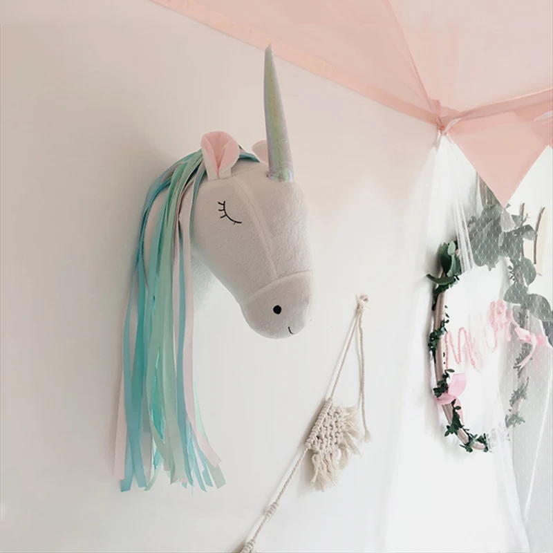 Baby Nursery Girl Room - Hiasan Dinding Kepala Hewan Boneka Unicorn