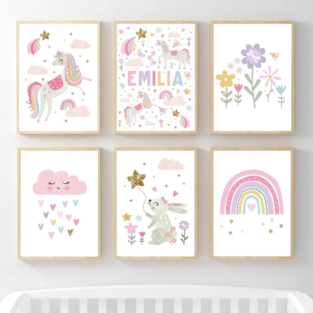Baby Nursery Girl Room - Poster Lukisan Kanvas Seni Dinding Kamar