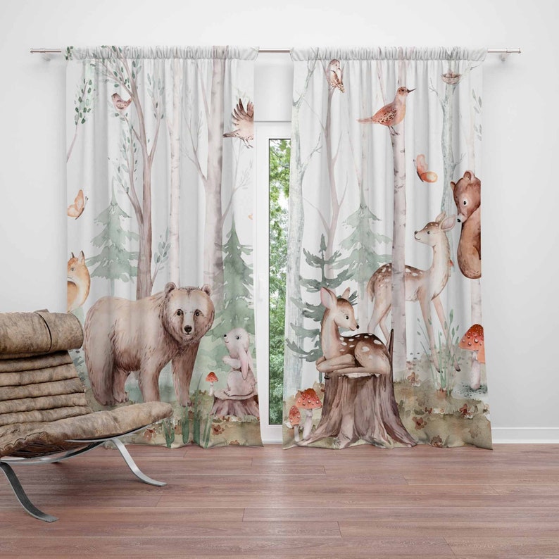 Baby Nursery Curtains - Tirai Hewan Hutan Tirai Kamar Anak