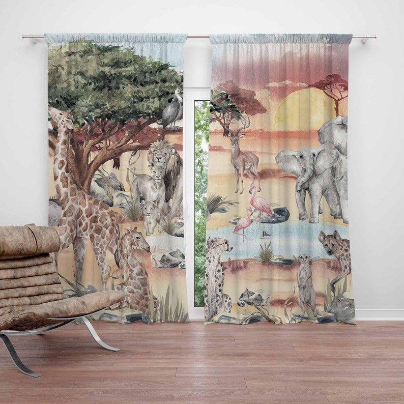Tirai Hewan Safari Tirai Kamar - Baby Nursery Curtains ulasan dan harga