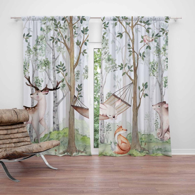 Tirai Hewan Hutan Tirai Kamar  - Baby Nursery Curtains ulasan dan harga