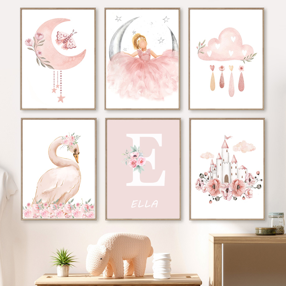 Lukisan Kanvas Pembibitan Seni - Baby Nursery Girl Room ulasan dan harga