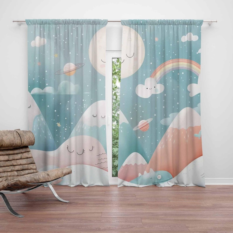 Tirai Kamar Bayi Motif Pelangi - Baby Nursery Curtains ulasan dan harga