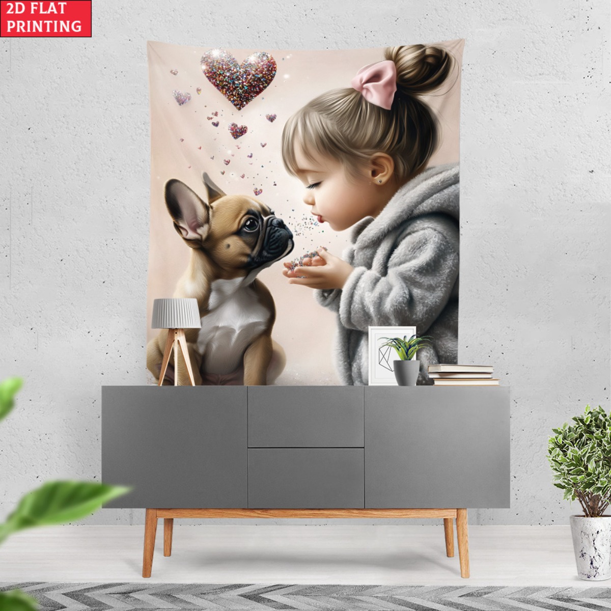 Gadis dengan anak anjing bulld - Baby Nursery Girl Room ulasan dan harga