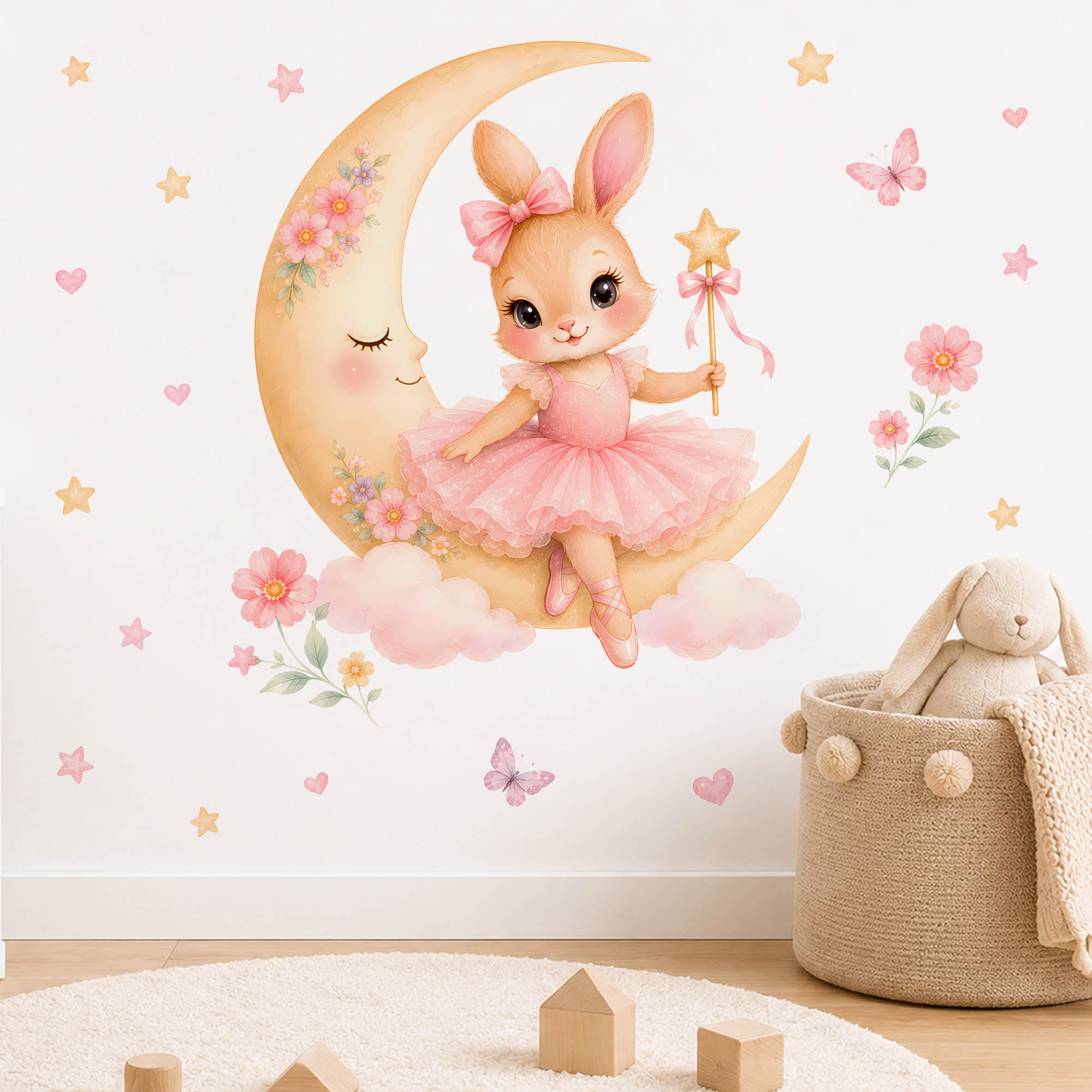 Stiker Dinding Kelinci Balerin - Baby Nursery Girl Room ulasan dan harga