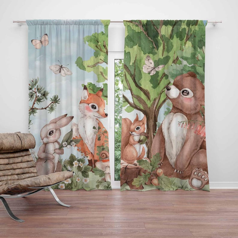 Tirai Hewan Hutan Tirai Kamar  - Baby Nursery Curtains ulasan dan harga