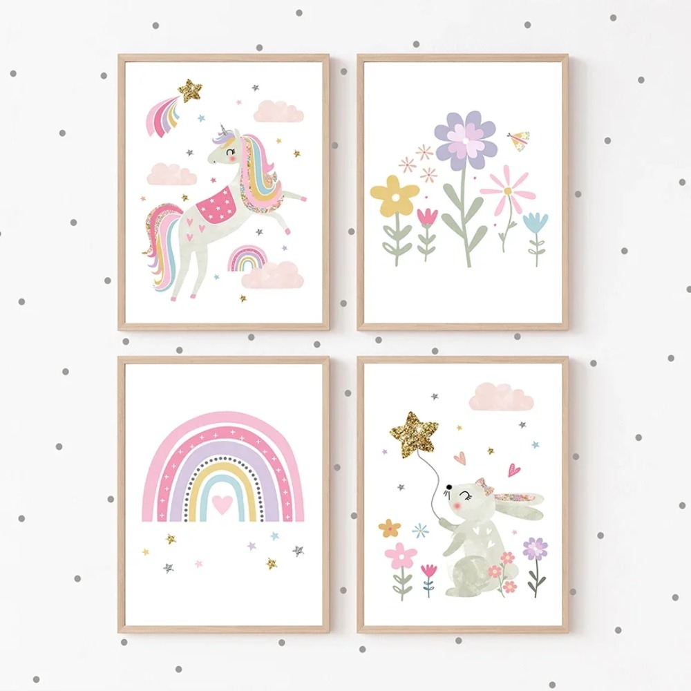 Poster Lukisan Kanvas Seni Din - Baby Nursery Girl Room ulasan dan harga
