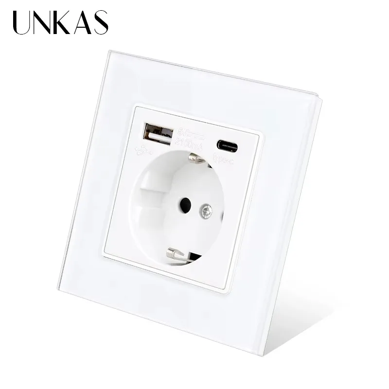 UNKAS Tipe-C USB Panel Kaca Te - Outlet Cover Childproof ulasan dan harga
