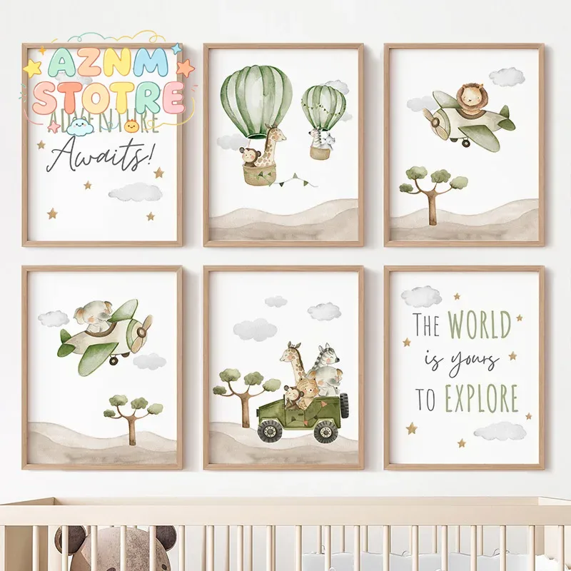 Lukisan Kanvas Poster Hewan Ba - Baby Nursery Home ulasan dan harga