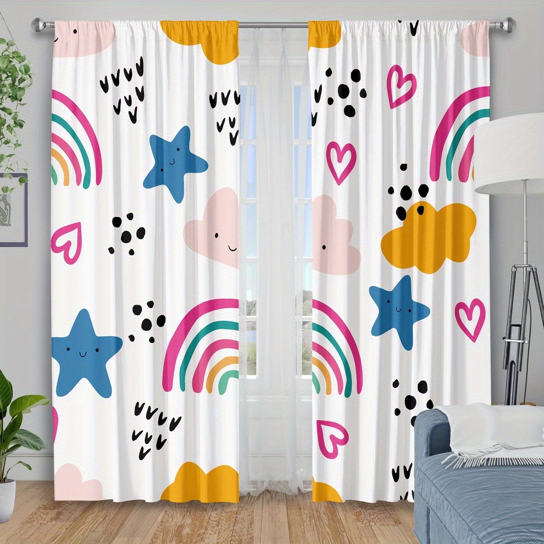 Tirai Kamar Bayi Motif Bintang - Baby Nursery Curtains ulasan dan harga