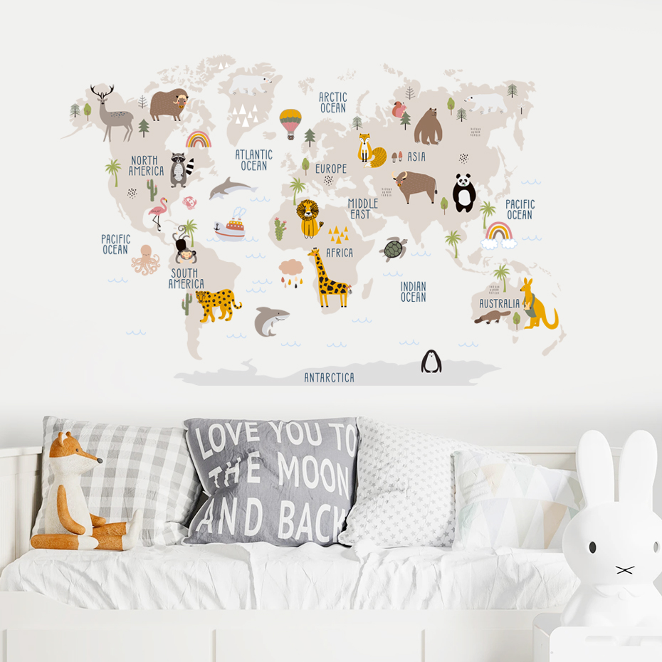 Stiker dinding peta dunia kart - Baby Nursery Girl Room ulasan dan harga