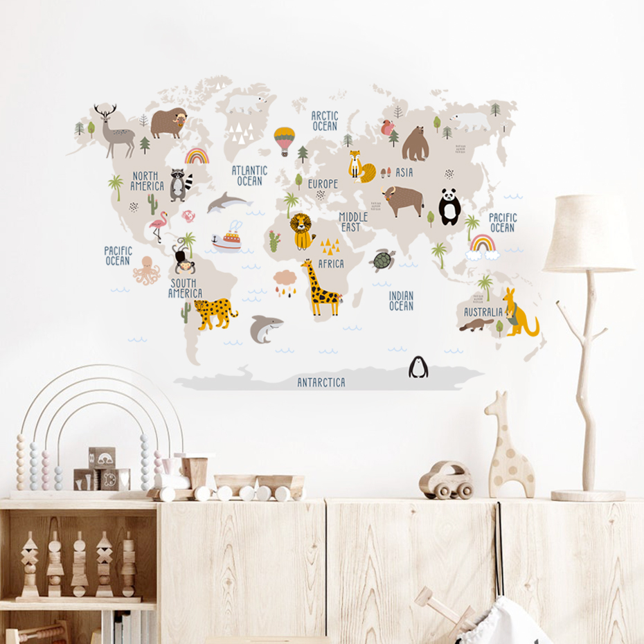 Stiker dinding peta dunia kart - Baby Nursery Girl Room ulasan dan harga