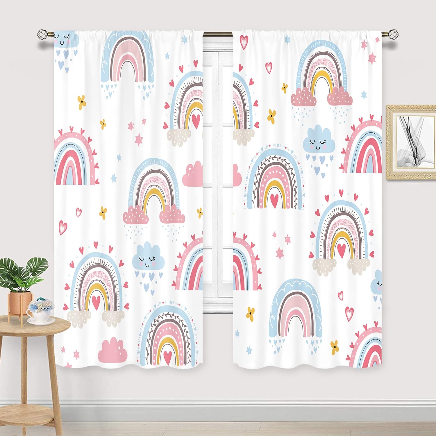 Tirai Boho Pelangi Warna Pink  - Baby Nursery Curtains ulasan dan harga