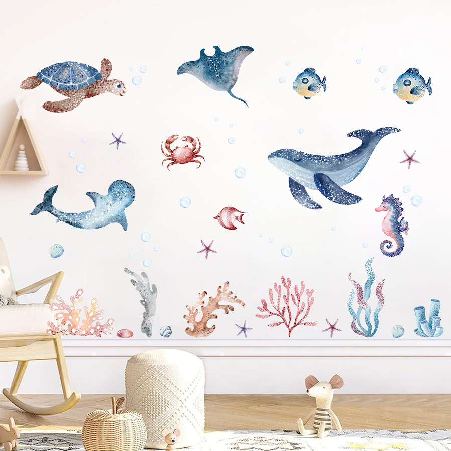 Stiker dinding luar biasa di b - Baby Nursery Under The Sea ulasan dan harga