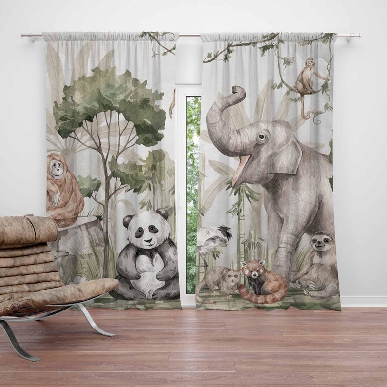 Tirai Hewan Safari Tirai Kamar - Baby Nursery Curtains ulasan dan harga